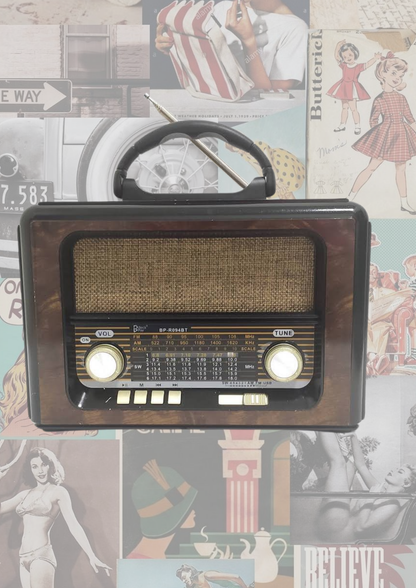 Radio Retro Vintage Recargable | Bluetooth, USB, AM/FM – Estilo Clásico con Tecnología Moderna (BP-R094BT)