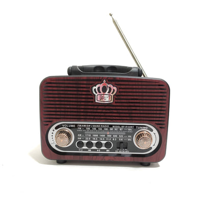 Radio Retro Vintage Recargable | Bluetooth, USB, AM/FM – Estilo Clásico con Tecnología Moderna (BP-R104BT)
