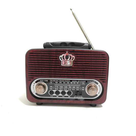 Radio Retro Vintage Recargable | Bluetooth, USB, AM/FM – Estilo Clásico con Tecnología Moderna (BP-R104BT)