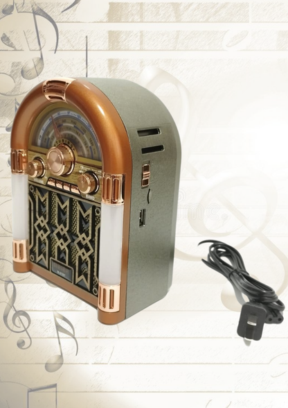 Radio Rocola Clásica Recargable – Lleva la Nostalgia Contigo