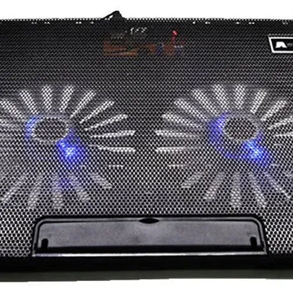 Base Refrigerante De Portátil, 5 Niveles - 2 Ventiladores Negro - Jftecno