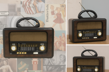 Radio Retro Vintage Recargable | Bluetooth, USB, AM/FM – Estilo Clásico con Tecnología Moderna (BP-R094BT)