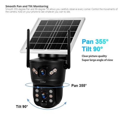 Camera Solar V380 Dual Lens Night Vision - Jftecno