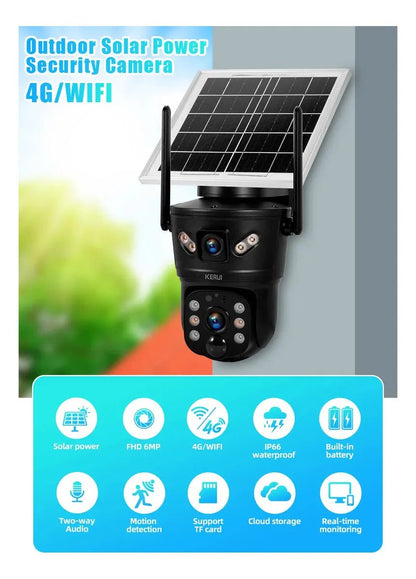 Camera Solar V380 Dual Lens Night Vision - Jftecno
