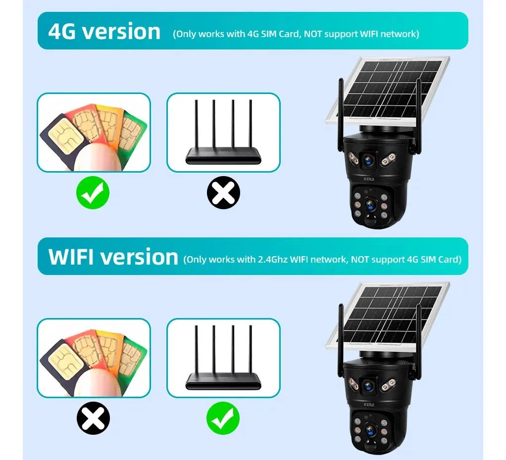 Camera Solar V380 Dual Lens Night Vision - Jftecno