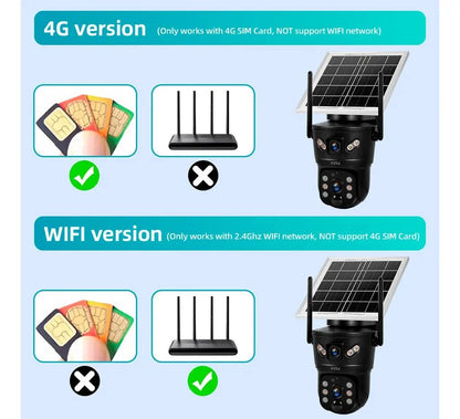 Camera Solar V380 Dual Lens Night Vision - Jftecno