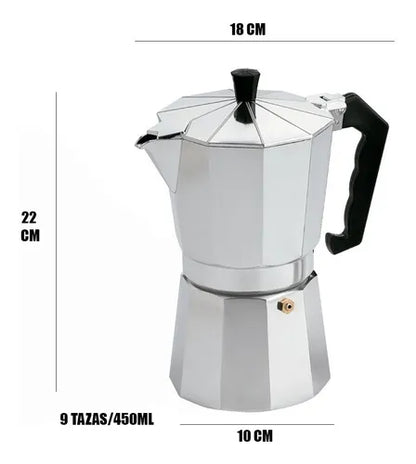 Cafetera Italiana Moka  Aluminio Silver Vintage